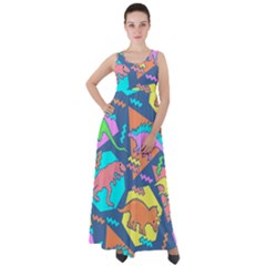 Dinosaur Pattern Empire Waist Velour Maxi Dress