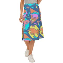 Dinosaur Pattern Midi Panel Skirt by Wav3s