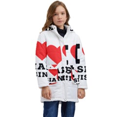 I Love Asian Cuisine Kids  Hooded Longline Puffer Jacket by ilovewhateva