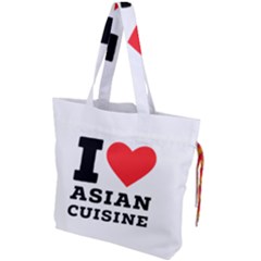 I Love Asian Cuisine Drawstring Tote Bag by ilovewhateva