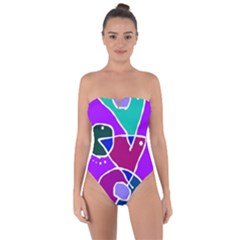 Mazipoodles In The Frame  Tie Back One Piece Swimsuit by Mazipoodles