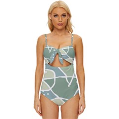 Mazipoodles In The Frame - Balanced Meal 31 Knot Front One-piece Swimsuit by Mazipoodles