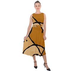 Mazipoodles In The Frame - Brown Midi Tie-back Chiffon Dress by Mazipoodles