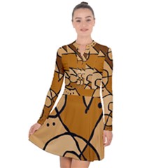 Mazipoodles In The Frame - Brown Long Sleeve Panel Dress by Mazipoodles