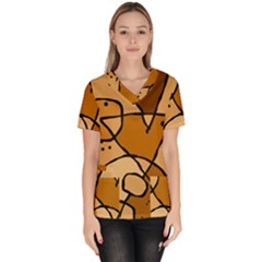 Mazipoodles In The Frame - Brown Women s V-neck Scrub Top by Mazipoodles