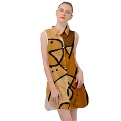Mazipoodles In The Frame - Brown Sleeveless Shirt Dress by Mazipoodles
