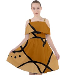 Mazipoodles In The Frame - Brown Cut Out Shoulders Chiffon Dress by Mazipoodles