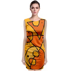 Mazipoodles In The Frame - Orange Sleeveless Velvet Midi Dress by Mazipoodles