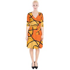 Mazipoodles In The Frame - Orange Wrap Up Cocktail Dress by Mazipoodles