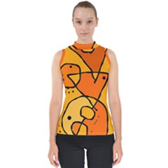 Mazipoodles In The Frame - Orange Mock Neck Shell Top by Mazipoodles
