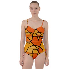 Mazipoodles In The Frame - Orange Sweetheart Tankini Set by Mazipoodles