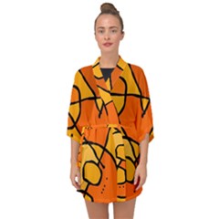 Mazipoodles In The Frame - Orange Half Sleeve Chiffon Kimono by Mazipoodles