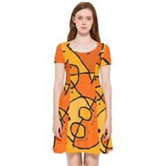 Mazipoodles In The Frame - Orange Inside Out Cap Sleeve Dress by Mazipoodles