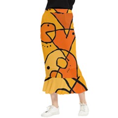 Mazipoodles In The Frame - Orange Maxi Fishtail Chiffon Skirt by Mazipoodles