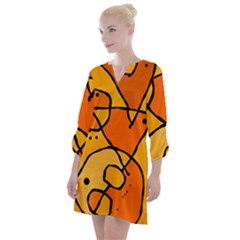 Mazipoodles In The Frame - Orange Open Neck Shift Dress by Mazipoodles