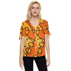 Mazipoodles In The Frame - Orange Bow Sleeve Button Up Top by Mazipoodles