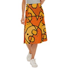 Mazipoodles In The Frame - Orange Midi Panel Skirt by Mazipoodles