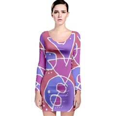 Mazipoodles In The Frame  - Pink Purple Long Sleeve Bodycon Dress by Mazipoodles