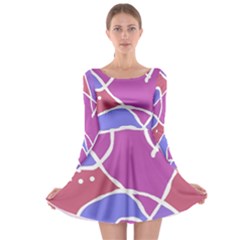 Mazipoodles In The Frame  - Pink Purple Long Sleeve Skater Dress by Mazipoodles