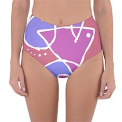 Mazipoodles In The Frame  - Pink Purple Reversible High-waist Bikini Bottoms by Mazipoodles