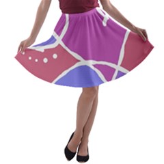 Mazipoodles In The Frame  - Pink Purple A-line Skater Skirt by Mazipoodles