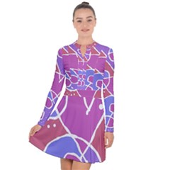Mazipoodles In The Frame  - Pink Purple Long Sleeve Panel Dress by Mazipoodles