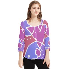 Mazipoodles In The Frame  - Pink Purple Chiffon Quarter Sleeve Blouse by Mazipoodles