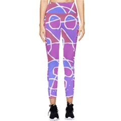 Mazipoodles In The Frame  - Pink Purple Pocket Leggings  by Mazipoodles
