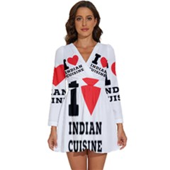 I Love Indian Cuisine Long Sleeve V-neck Chiffon Dress  by ilovewhateva