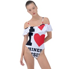 I Love Chinese Cuisine Frill Detail One Piece Swimsuit by ilovewhateva