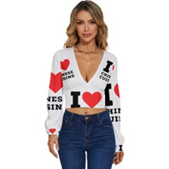 I Love Chinese Cuisine Long Sleeve Deep-v Velour Top by ilovewhateva