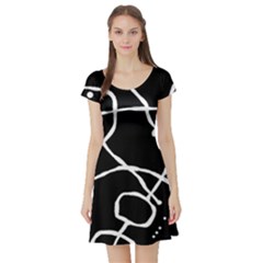 Mazipoodles In The Frame - Black White Short Sleeve Skater Dress by Mazipoodles