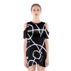 Mazipoodles In The Frame - Black White Shoulder Cutout One Piece Dress by Mazipoodles