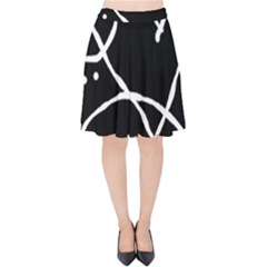 Mazipoodles In The Frame - Black White Velvet High Waist Skirt by Mazipoodles