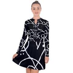 Mazipoodles In The Frame - Black White Long Sleeve Panel Dress by Mazipoodles