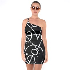 Mazipoodles In The Frame - Black White One Shoulder Ring Trim Bodycon Dress by Mazipoodles