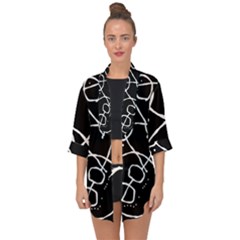 Mazipoodles In The Frame - Black White Open Front Chiffon Kimono by Mazipoodles