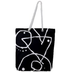 Mazipoodles In The Frame - Black White Full Print Rope Handle Tote (large) by Mazipoodles