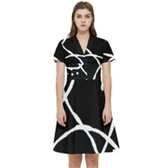 Mazipoodles In The Frame - Black White Short Sleeve Waist Detail Dress by Mazipoodles