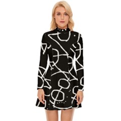 Mazipoodles In The Frame - Black White Long Sleeve Velour Longline Dress by Mazipoodles