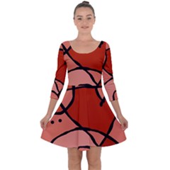 Mazipoodles In The Frame - Reds Quarter Sleeve Skater Dress by Mazipoodles