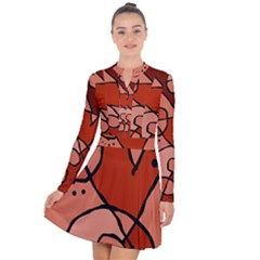 Mazipoodles In The Frame - Reds Long Sleeve Panel Dress by Mazipoodles