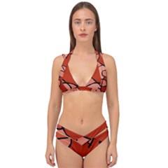 Mazipoodles In The Frame - Reds Double Strap Halter Bikini Set by Mazipoodles