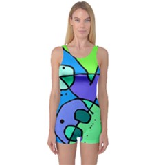 Mazipoodles In The Frame - Balanced Meal 5 One Piece Boyleg Swimsuit by Mazipoodles