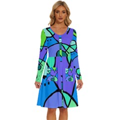 Mazipoodles In The Frame - Balanced Meal 5 Long Sleeve Dress With Pocket by Mazipoodles