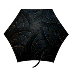 Abstract Dark Shine Structure Fractal Golden Mini Folding Umbrellas by Vaneshop