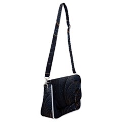 Abstract Dark Shine Structure Fractal Golden Shoulder Bag With Back Zipper