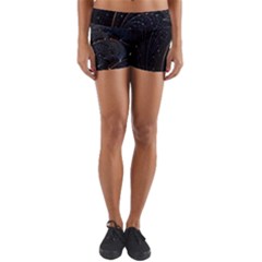 Abstract Dark Shine Structure Fractal Golden Yoga Shorts by Vaneshop
