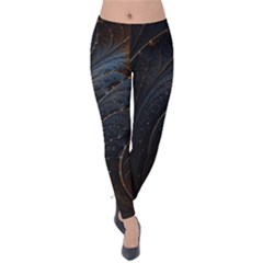 Abstract Dark Shine Structure Fractal Golden Velvet Leggings by Vaneshop