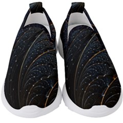 Abstract Dark Shine Structure Fractal Golden Kids  Slip On Sneakers by Vaneshop